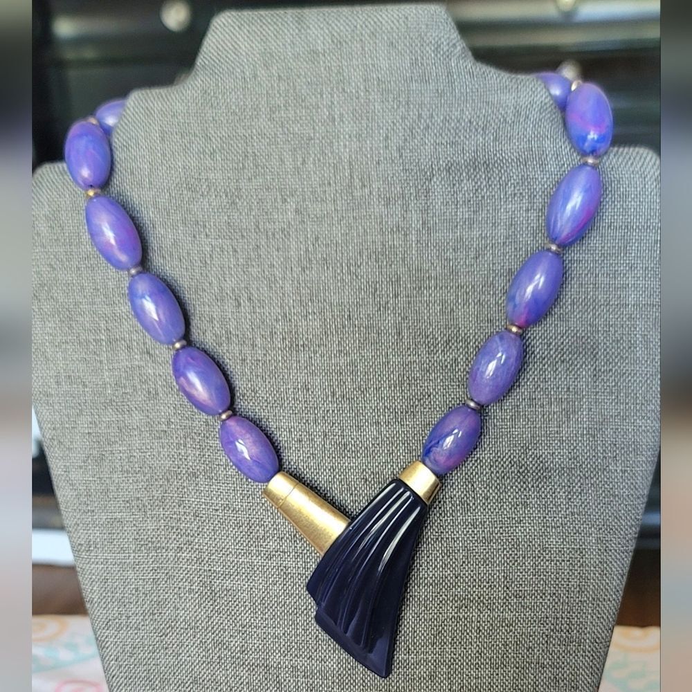 Trifari Matsumoto Purple Lucite Bead Necklace